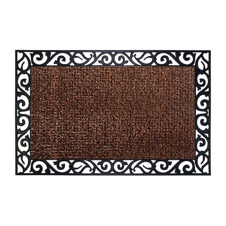 Grassworx Grassworx 6564850 Wrought Iron Stems & Leaves Style Polyethylene & Rubber Nonslip Door Mat; Brown - 36 x 24 in. 6564850